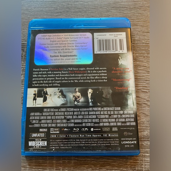 📀 3/$15 or 4/$20 📀 American Psycho Bluray - Picture 2 of 3